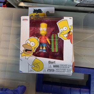 Simpsons Bart Figure - Yellow with Red Shirt & Green Skateboard